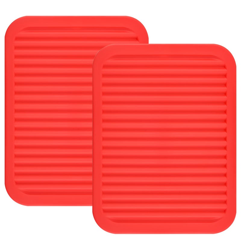 Smithcraft Silicone Trivet for Hot Dish and Pot Hot Pads Counter Mat Heat Resistant Table Dish Drying Mat or Placemats 2 Pack,Size 9x12 Inch, Color Red Rectangular - Image 1